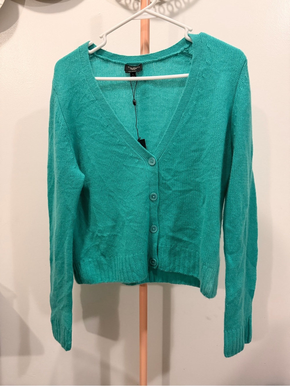 Talbots Teal V-Neck Button-Front Cardigan